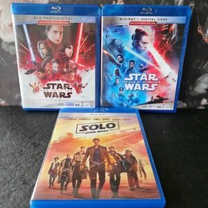 STAR‎ WARS Blu Ray LOT - 3 Count - Last Jedi Rose of Skywalker Solo